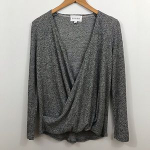 Olive + Oak grey front drape sweater